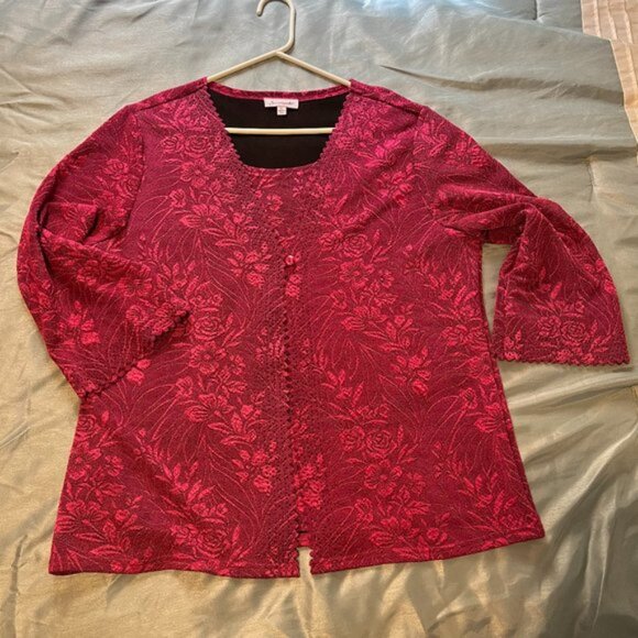 Lot of 2  Diana Belle LS Button up polka dot navy shirt  XL  Serengeti LS  XL - Picture 2 of 8